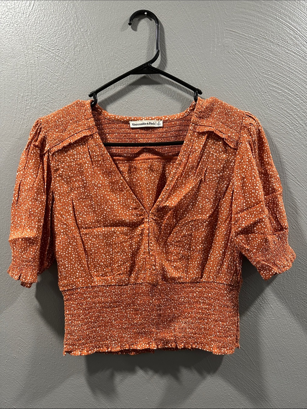 Abercrombie & Fitch Rust with White Dot Smocked Crop Top